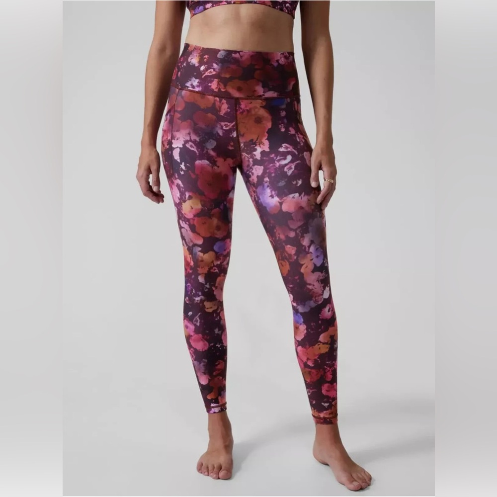 Athleta Salutation Stash‎ Pocket II Printed Tight-Dappled Bloom Multi-S